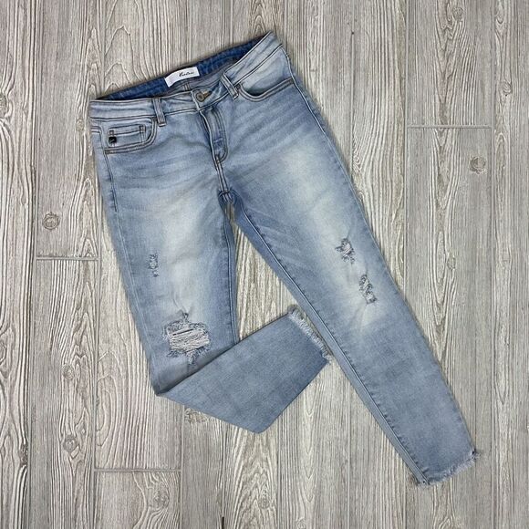 KanCan Denim - KanCan Distressed Ankle Skinny Jeans Women’s 9/28 Raw Hem Light Wash #KC8392